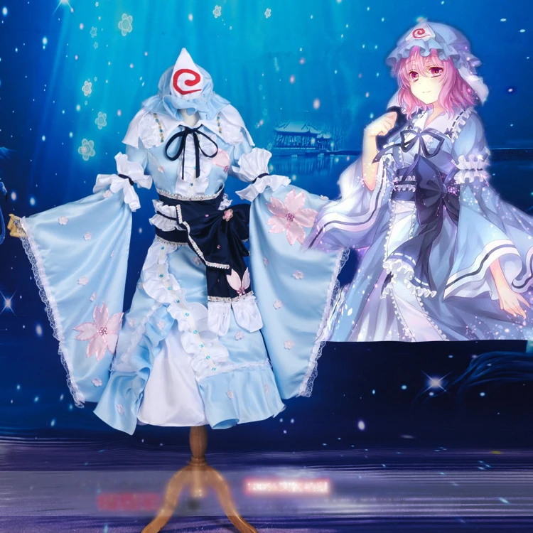 

Touhou Project Saigyouji Yuyuko Short sakura Dress Cosplay Costume Halloween costume for women