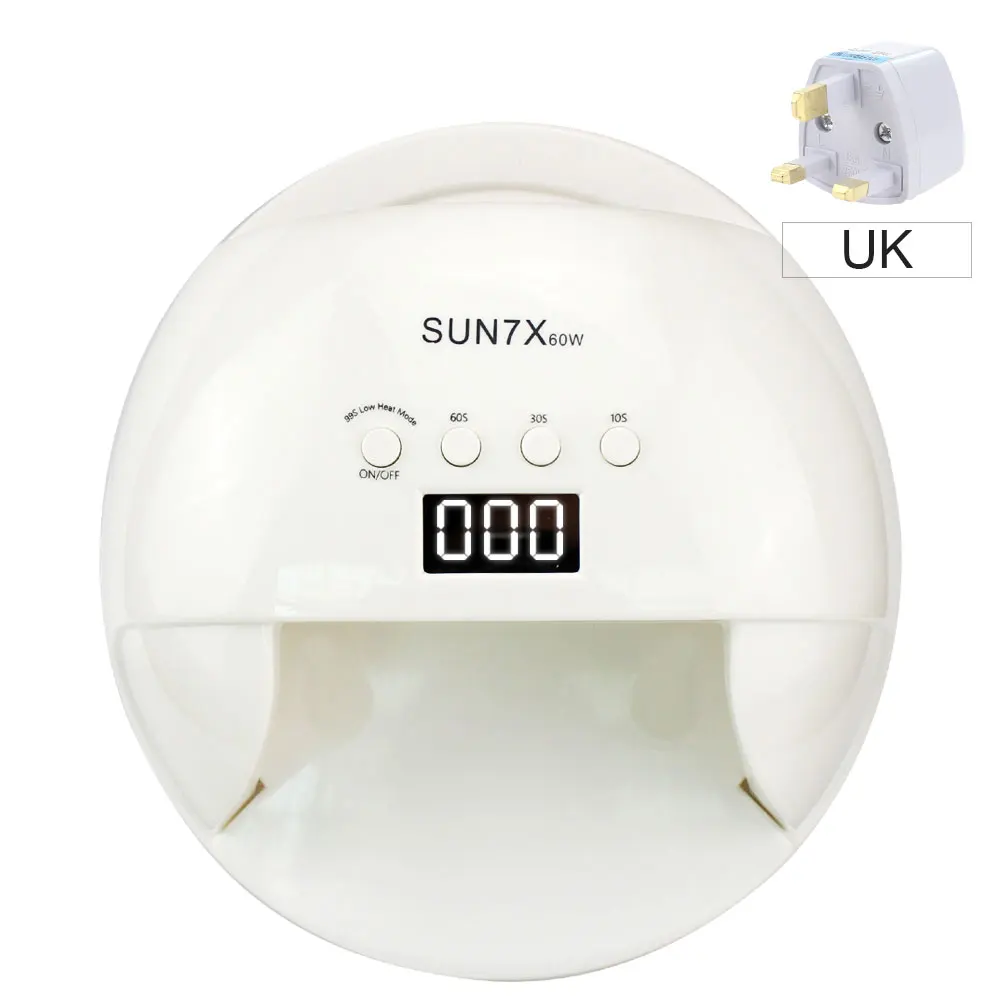 UK PLUG Sun7X Pro Uf лампа УФ светодиодный светильник для ногтей Max60W для маникюра отверждающий лак гель лак для ногтей с ЖК-дисплеем 30 светодиодный s Сушилка для ногтей - Цвет: UK PLUG