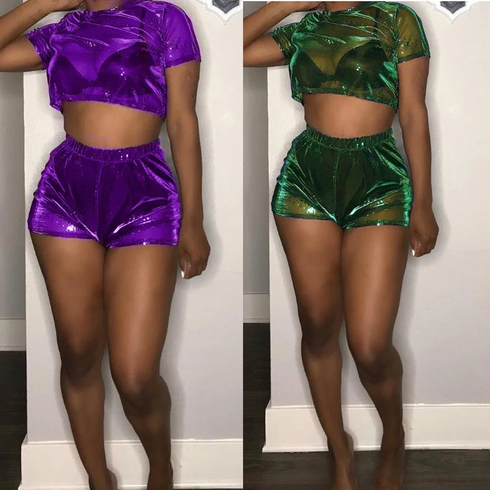 Комплект из двух предметов с люрексом и блестящей сеткой Женский комплект