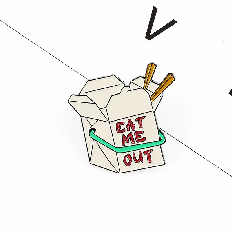 Вынимая коробка эмаль китайская для еды брошь Милые булавки Симпатичные значки