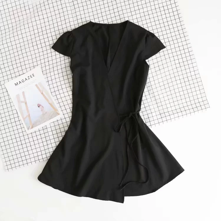 Women V Neck Short Sleeve Wrap Dress In Floral