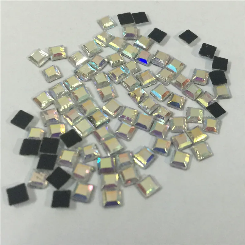 300 шт. кристалл AB 3*3 мм квадратная форма горячей фиксации FlatBack strass прозрачные