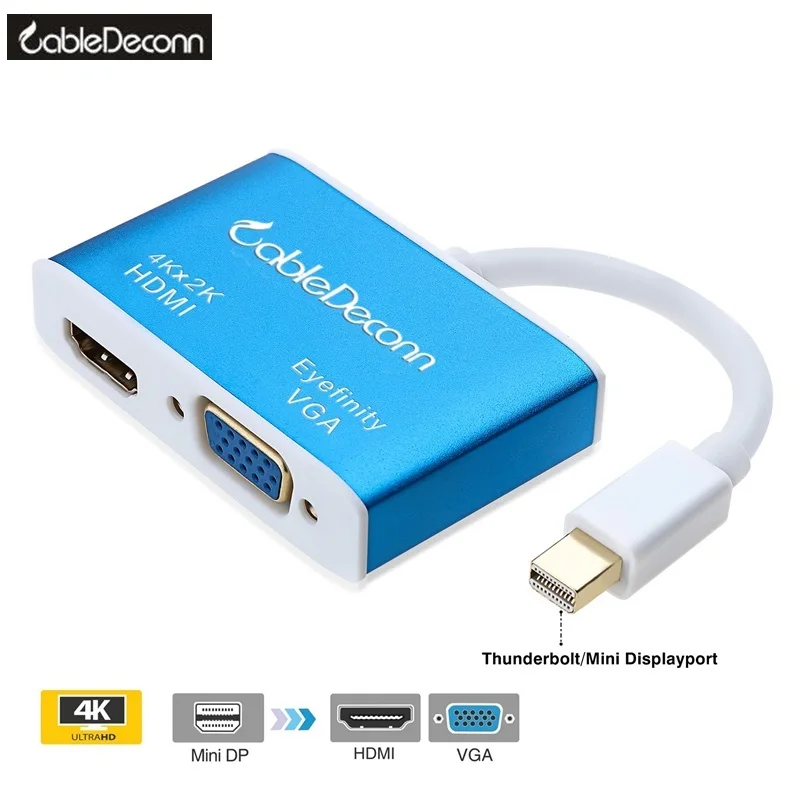 Док станция Thunderbolt 2 Mini DisplayPort для HDMI VGA 4k * 2k Кабель адаптер алюминиевый Mac MacBook Pro Air