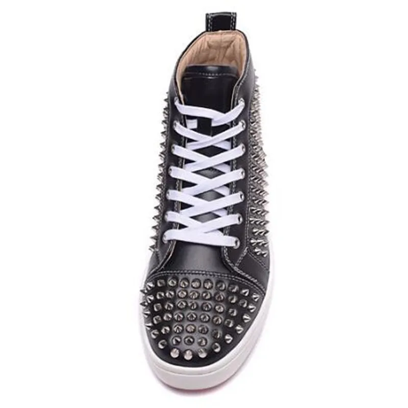 Nightclub Style Unisex Casual Shoes Mens Serpentine Rivets High Top Flats Hairstylist Fashion White Spike Big Size 35-46 | Обувь