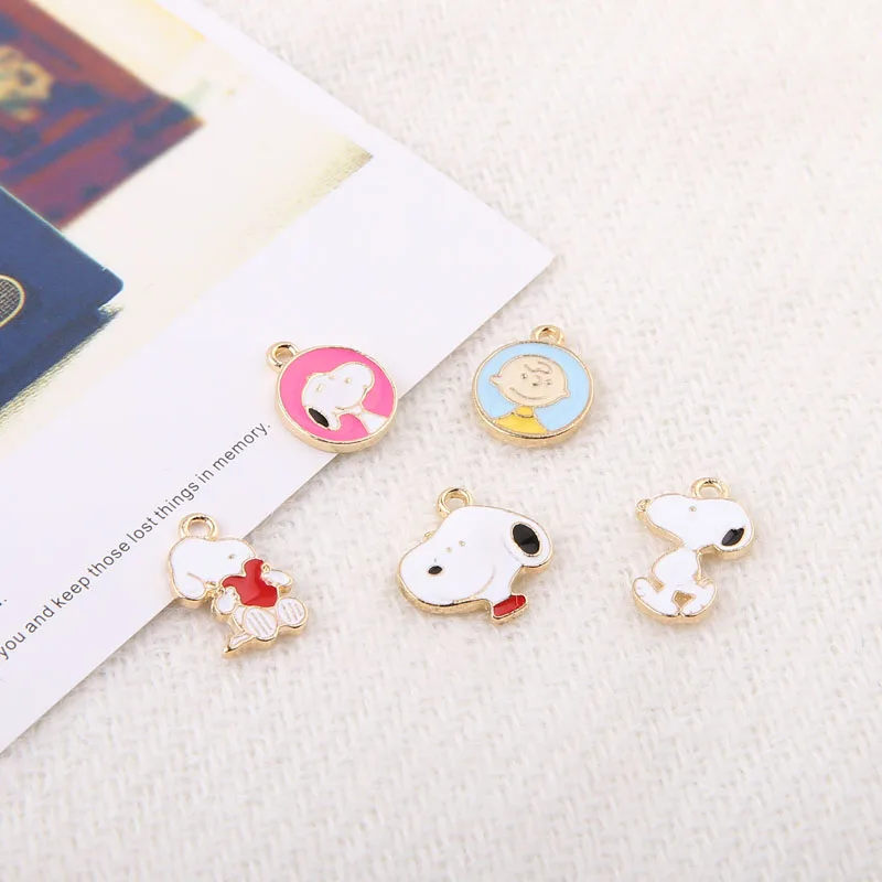 

10pcs Enamel Cartoon Dog Charms Gold Color Alloy Bracelet Pendant Boy Dog Charms Floating DIY Earring Jewelry Accessories YZ036