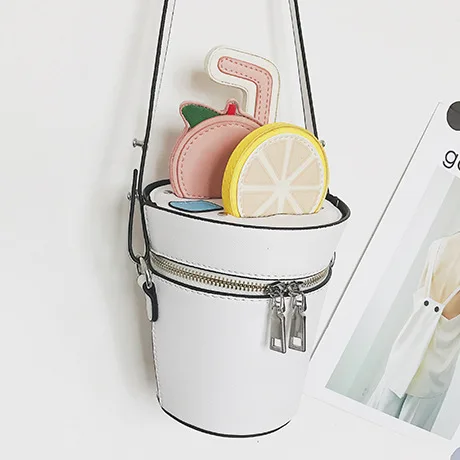 Забавная Милая модная чайная чашка форма сумка на плечо лимонная белая