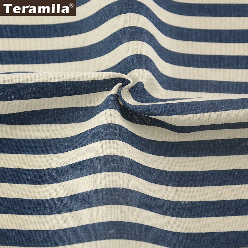 Deep Blue Strips Cotton Home Textile Linen Fabric Sewing Material Tissu TERAMILA Tablecloth Pillow Bag Curtain Cushion | Дом и сад