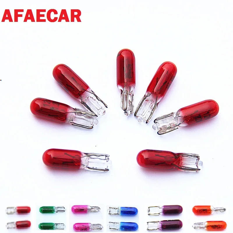 AFAECAR 100 шт. T5 W2W 12V 1 2 W лампочка для салона автомобиля панель с предупреждающим