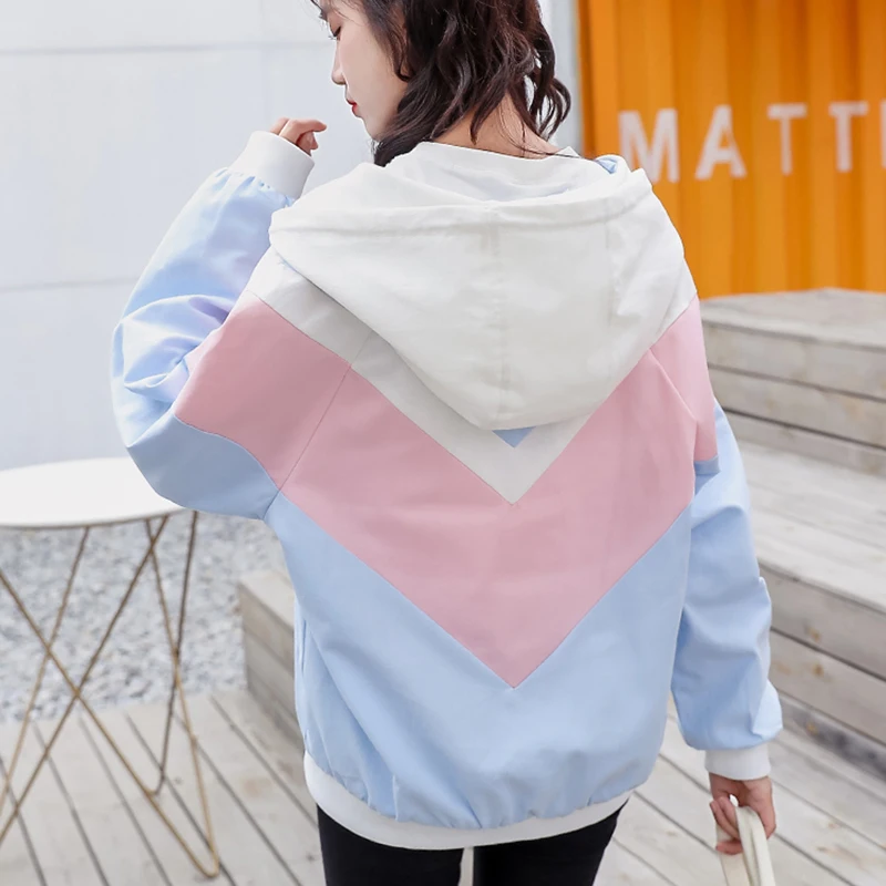Женские толстовки контрастного цвета жакеты оверсайз весна осень Свободное