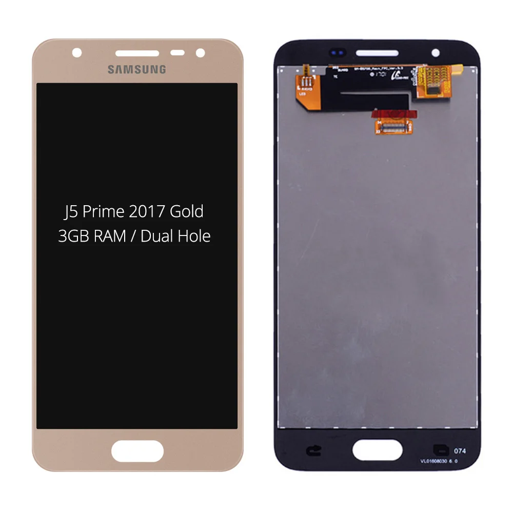 Double Hole Gold Для samsung Galaxy J5 Prime G570 G570F On5 G5700 G571 ЖК-дисплей Дисплей кодирующий преобразователь сенсорного экрана в сборе Замена - Цвет: Double Hole Gold