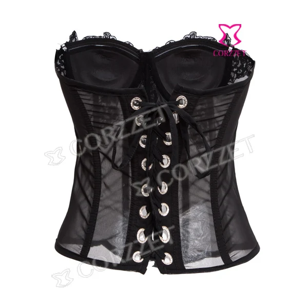 Женский корректирующий корсет пуш ап черный прозрачный из сетчатой пряжи в