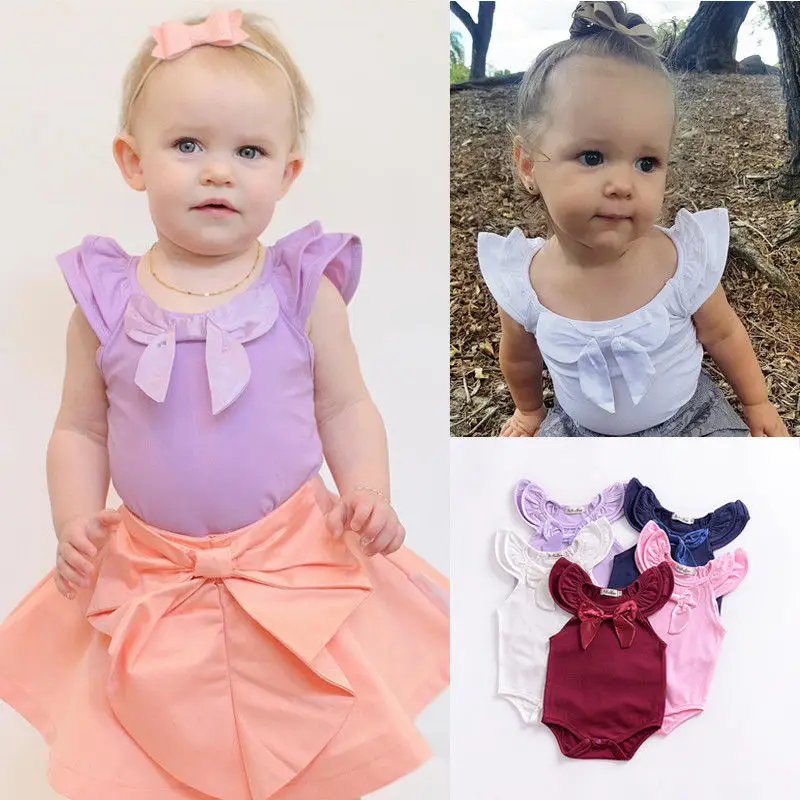 Pudcoco/милый комбинезон с бантом для новорожденных девочек летняя одежда маленьких