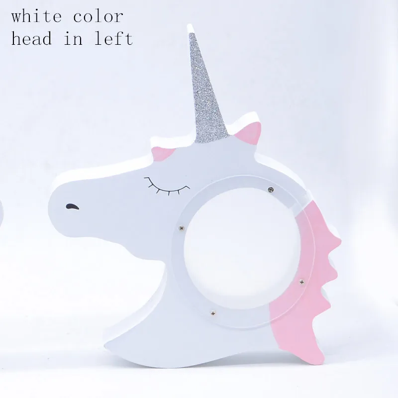 white left Единорог Копилка горшок деревянные игрушки модель креативная детская комната предметы INS Детские Рождественские подарки на день рождения скандинавские - Цвет: white left