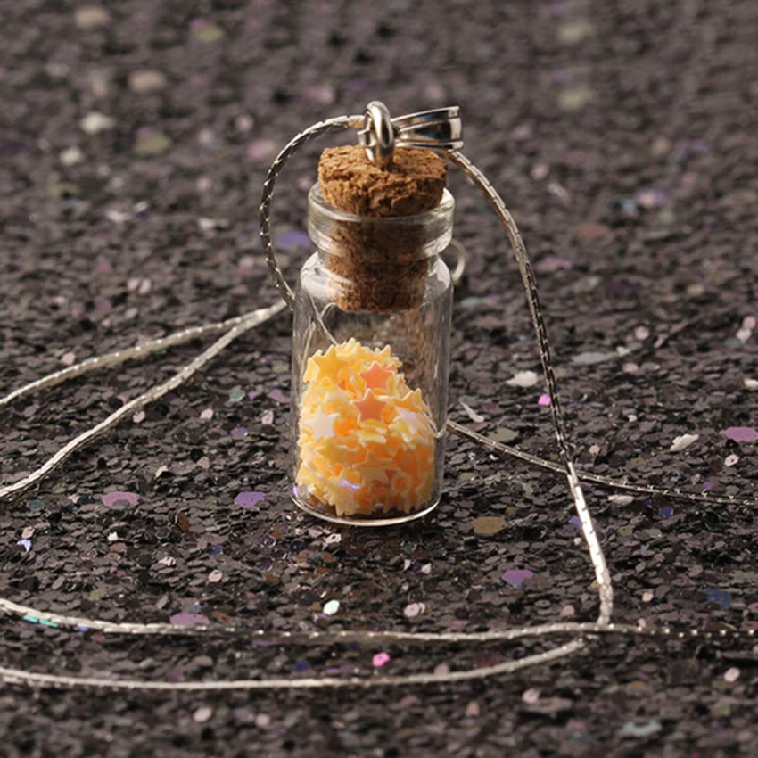 Ожерелье с подвеской в виде стеклянной бутылки красивая серебряная цепь