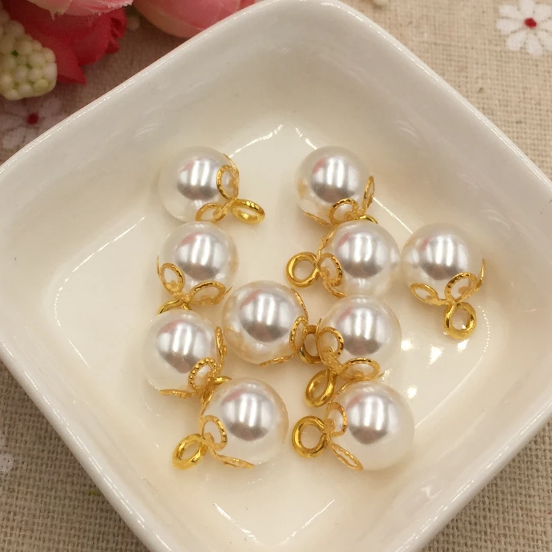 Высококачественные жемчужные пуговицы 10 мм золотой сплав жемчужный свитер