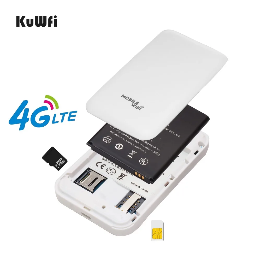 KuWFi 4G Wi Fi маршрутизатор sim карта Карманный LTE мини наружные роутеры автомобильный