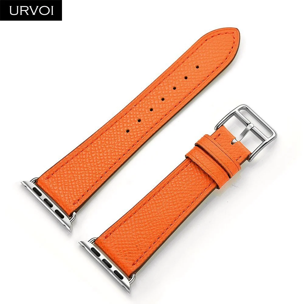 Orange URVOI кожаный ремешок для apple watch series 5 4 3 2 1 один тур для наручных часов iwatch, плечевой ремень на запястье с классическим дизайном Nior 40/44 мм - Цвет ремешка: Orange