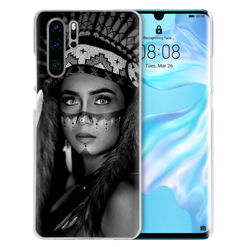 Индеец перья девушка чехол для huawei P20 P Smart Z Plus P30 P10 P9 P8 mate 10 20 lite Pro Жесткий PC чехол для телефона