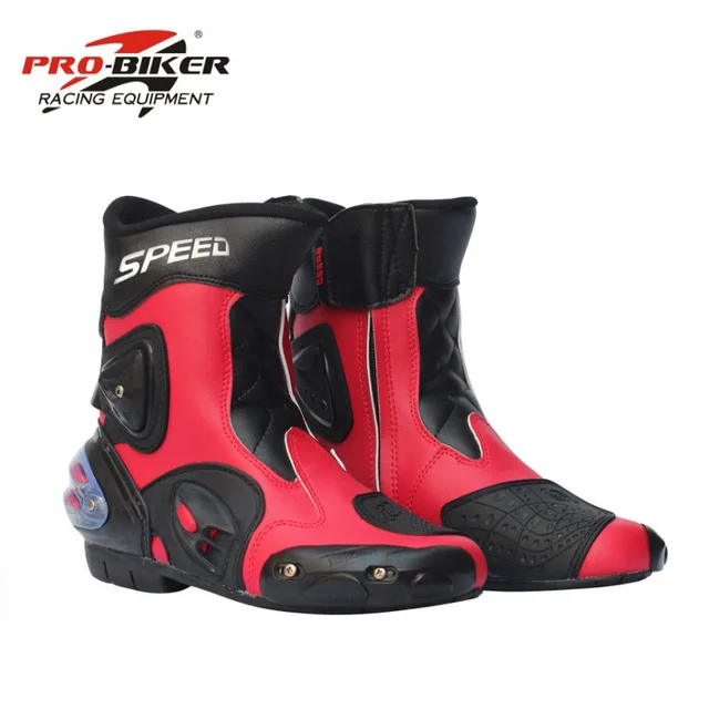 

2018 Botas Hombre мотоциклетные ботинки из искусственной кожи Pro-biker Speed Bikers мотогонок кожаная обувь для мотокросса черный/красный/белый