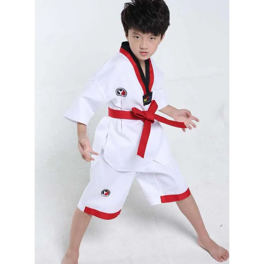 Детская одежда Детские хлопковые комплекты Tae Kwon Do рубашка для мальчиков + брюки
