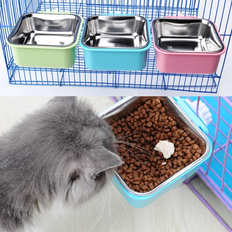 Pet Feeding Bowl for Dog Cat Hanging Fixed Stainless Steel Feeder Cage Removable Easy Cleaning Food Water Supply|Кормление собаки| |