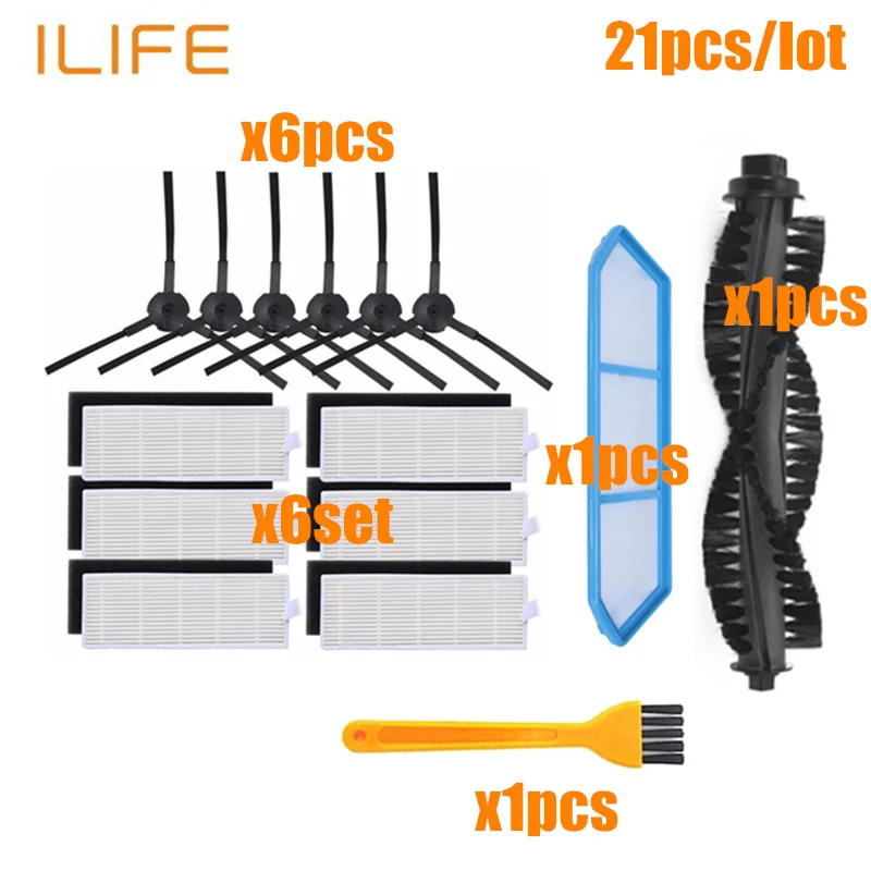 ILIFE A40 аксессуары chuwi ilife A4s A40 Запчасти для робота-пылесоса комплекты Замена пыли HEPA фильтр основная щетка боковые щетки