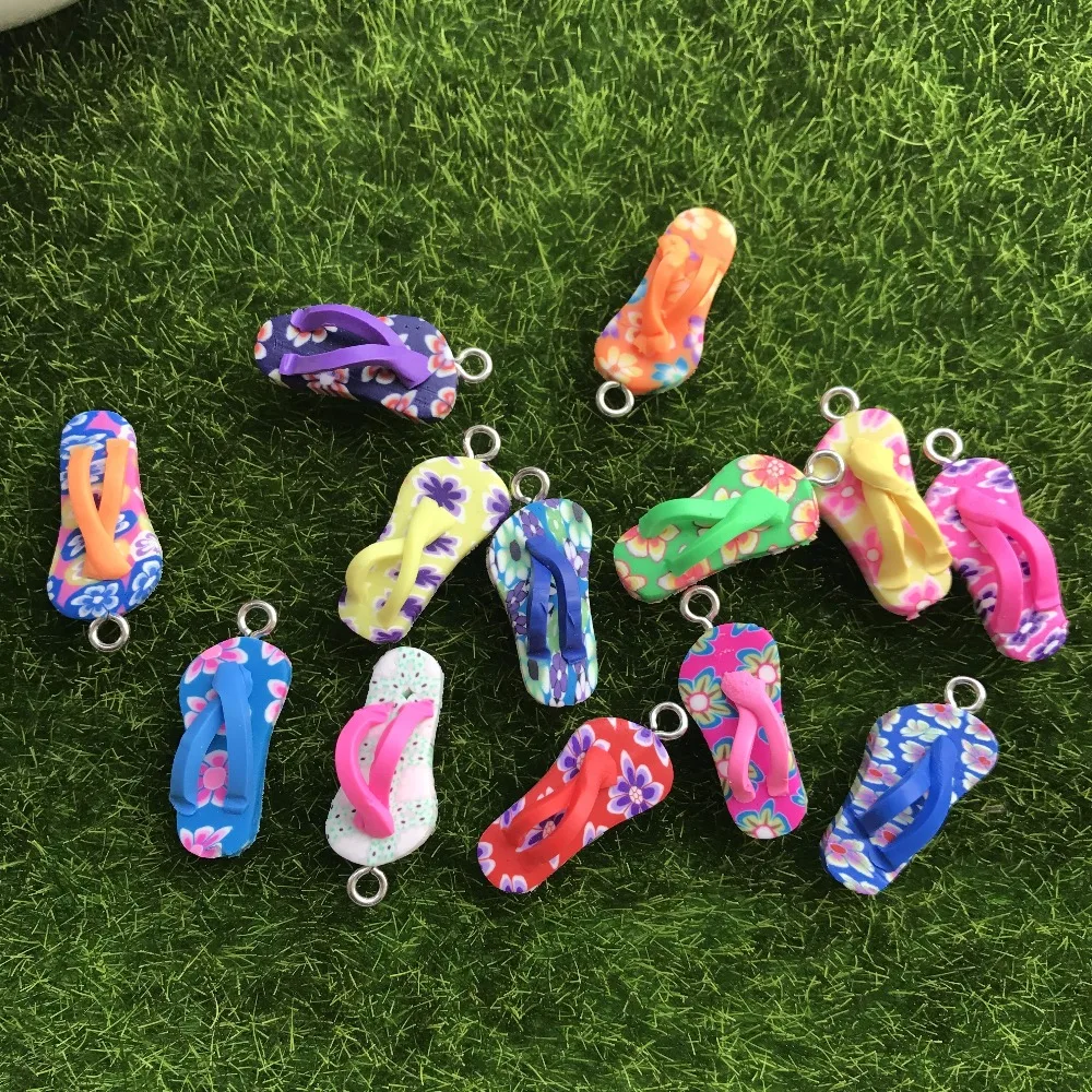 Высокое качество Kawaii моделирование тапочек Полимерная глина Кабошоны с плоской