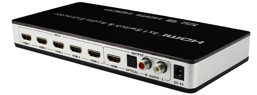 HDMI переключатель 5x1 HDMI аудио экстрактор 4K x 2K 3D ARC аудио EDID Настройка 7.1CH/ADV/2CH