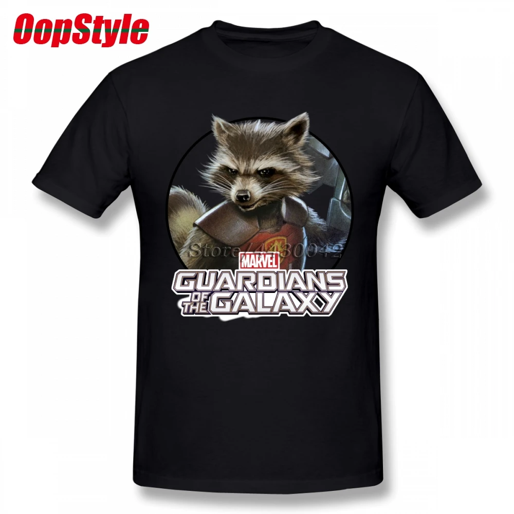 Мужская хлопковая футболка с коротким рукавом Guardians Of The Galaxy Rocket большие размеры |