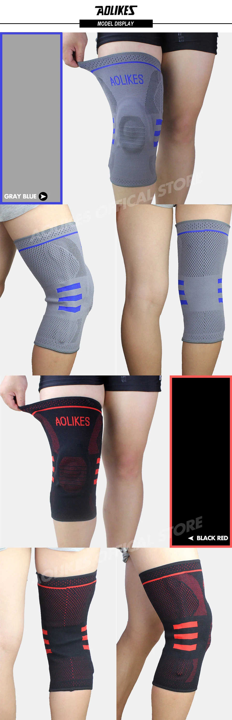 AOLIKES, 1 шт., поддержка колена для фитнеса, бега, защита, для спортзала, спортивные подтяжки, наколенники, эластичные, нейлоновые, с силиконовой подкладкой, компрессионные наколенники