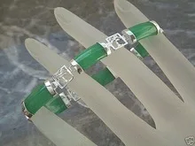 Стерлинговый браслет с Зелеными камнями Люкс широкие 7 5 &quotдля девочек женские и