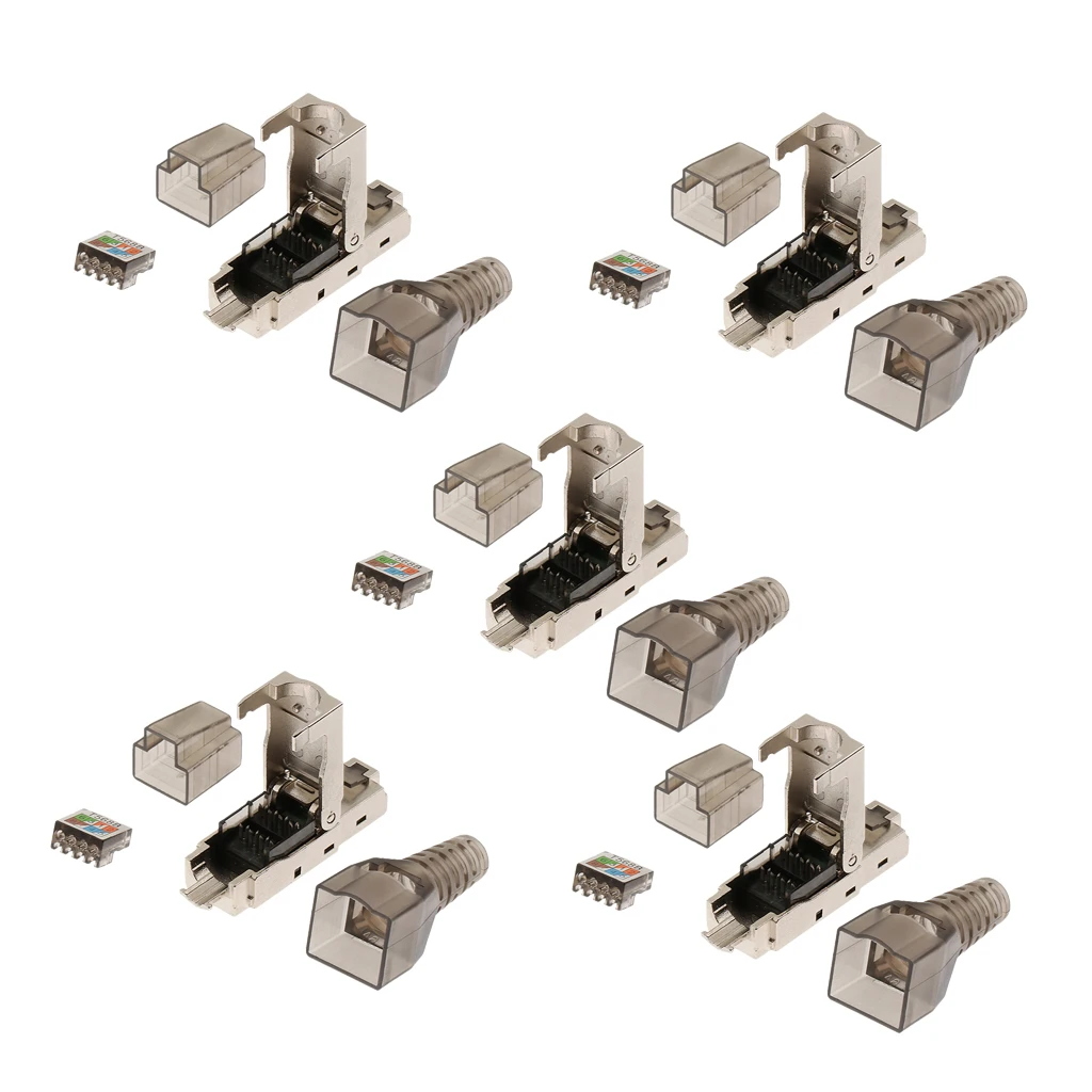 5x CAT6A RJ45 полевая сборка разъем сетевой разъем Модульные вилки экранированные Разъемы Ethernet поддерживает питание через Ethernet