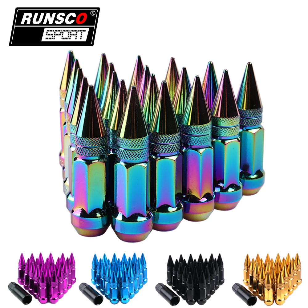 

Steel Wheel Lug Nuts With Spike Neo Chrome Extended Tuner Nut For Wheels Rims 20 pieces For Rays style