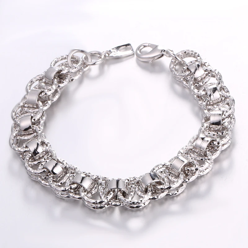 U7 Золото / Серебряный Цвет Браслет Для Мужчин /Женщин Уникальный Круглое Звено