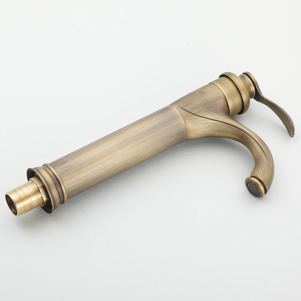 Античная латунь ванная комната одной ручкой отверстие смеситель горячей и