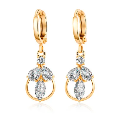 e-shine water drop shape dangle earrings for women zircon metal material elegant lovely style wedding anniversary jewelry | Украшения и
