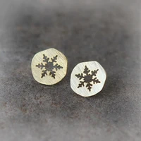 new elegant fashion snowflake round cut out stud earring woman jewelry birthday gift