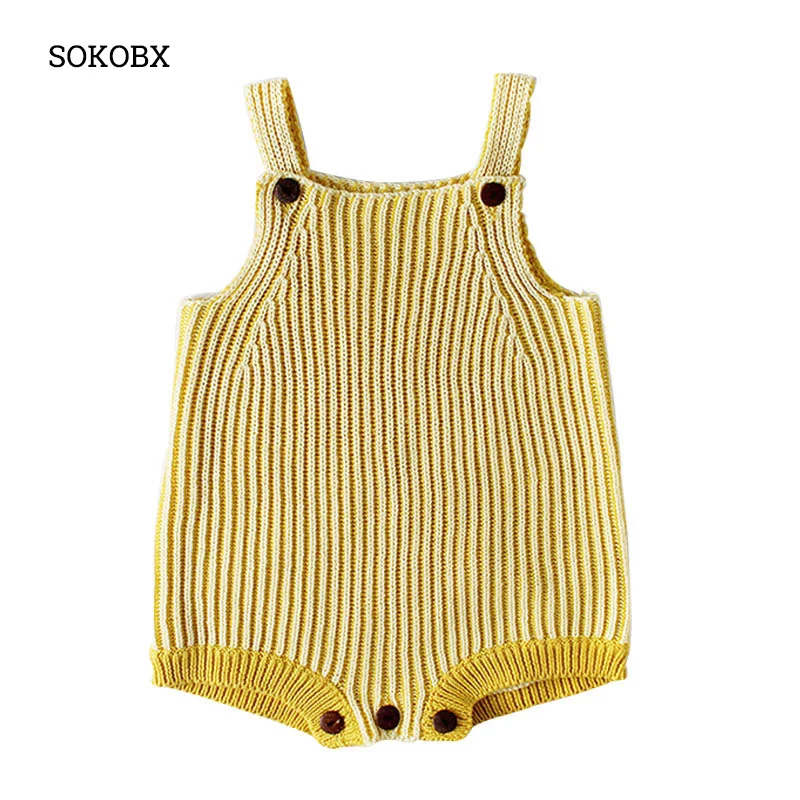 Комбинезон для маленьких девочек Вязаный комбинезон без рукавов модные детские
