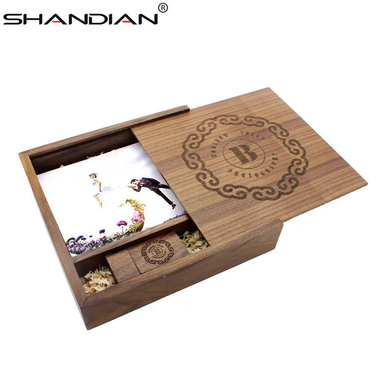 SHANDIAN фотоальбомы на заказ деревянная гитара коробка Memory stick Pendrive 4 Гб 16 Гб 64 ГБ Бесплатный Логотип фотография Свадьба studo170* 170*35 мм
