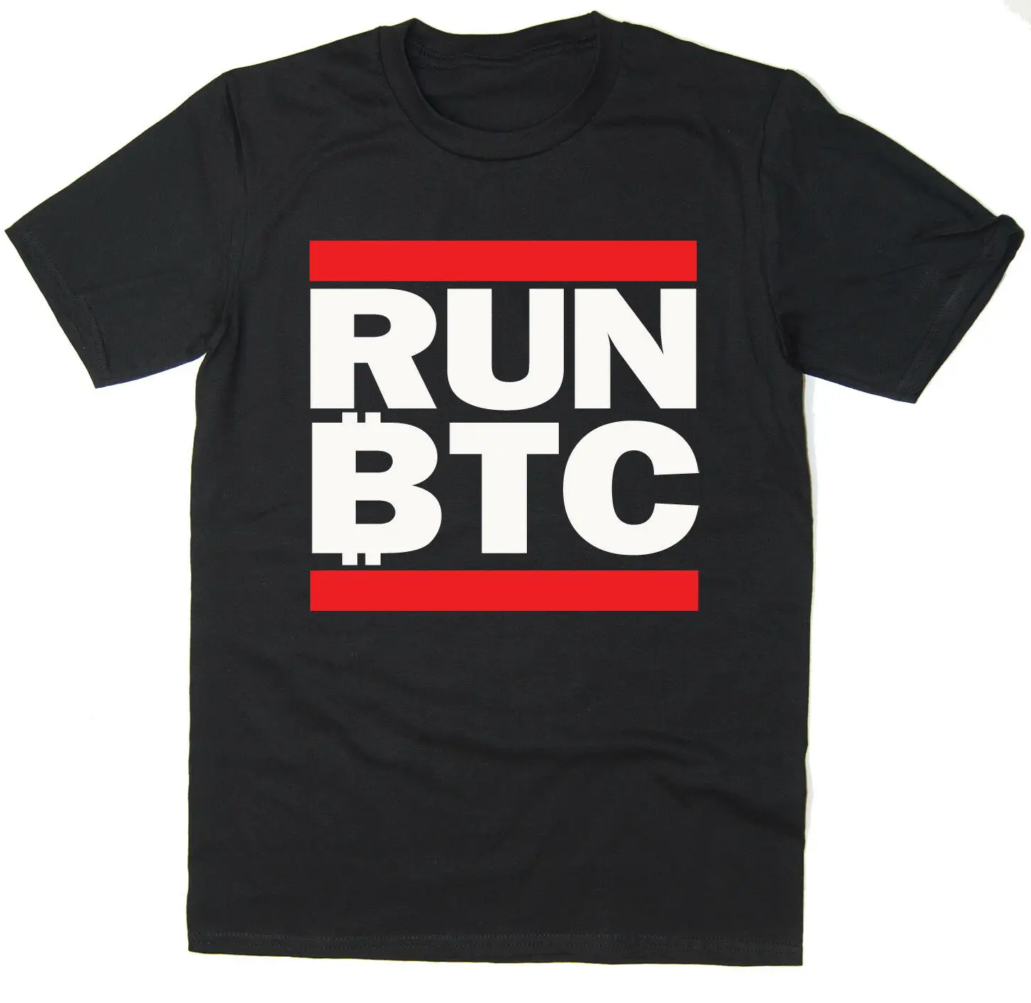 RUN BTC Bitcoin Футболка DMC пародия криптовалюта Биткоин Майнинг Биткойн|Мужские