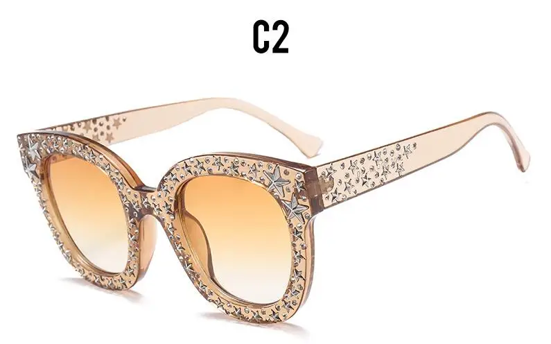 C2 gold frame gold Трендовые круглые солнцезащитные очки, женские, большие квадратные солнцезащитные очки, прозрачная оправа, солнцезащитные очки для женщин oculos - Цвет линз: C2 gold frame gold