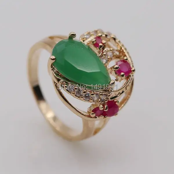 Модные ювелирные изделия Красный фианит & большой зеленый AAA CZ драгоценный камень