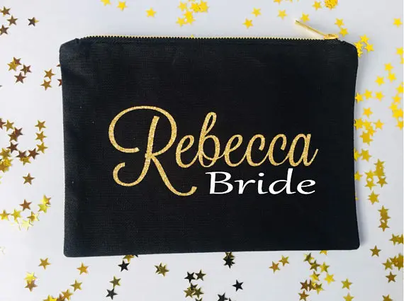 

personalize bride tribe Makeup wedding bridal Bridesmaid Gift Make Up comestic Bags kits zipper pouches Clutches Birthday gift