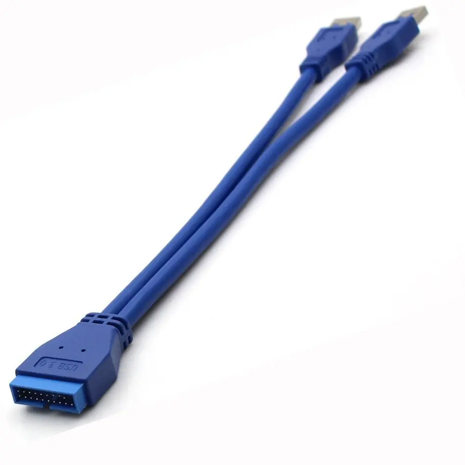 Двойной 2-портовый USB 3 0 тип A штыревой разъем адаптер Шнур 20Pin папа материнская