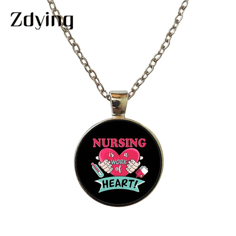 Ожерелье с кулоном в виде сердца ZDYING Nursing стеклянный медицинский стетоскоп