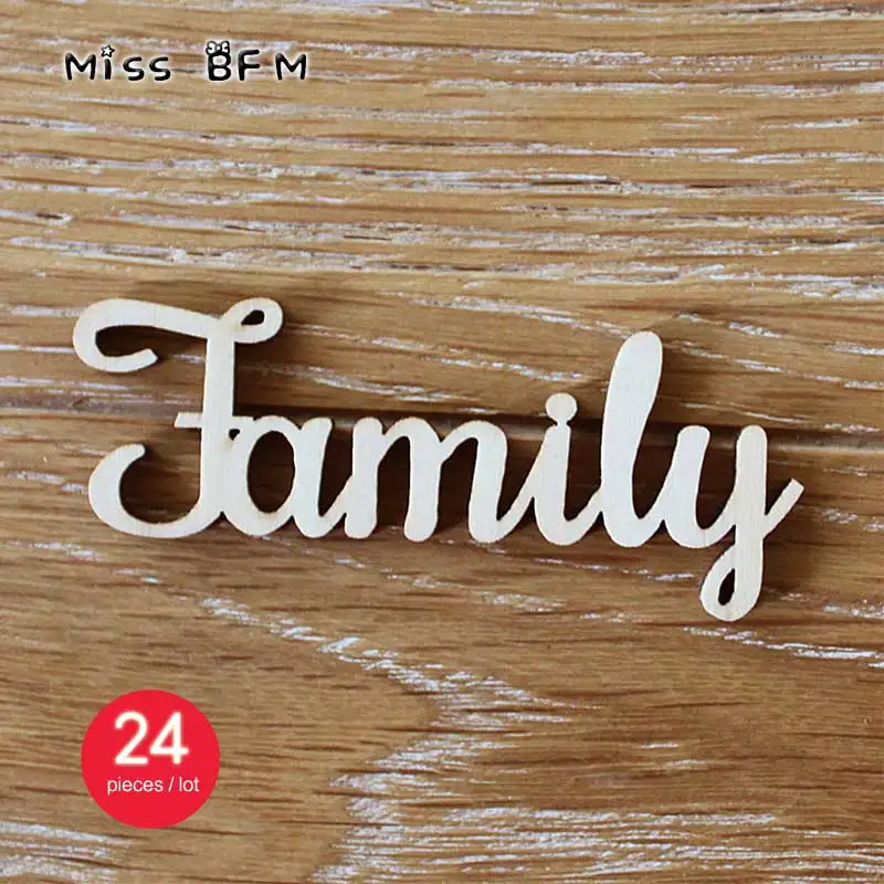 

24pcs 100x40mm Wooden Family Word Letters Alphabet Script for Family Tree Crafts Home Wedding DIY Decorations