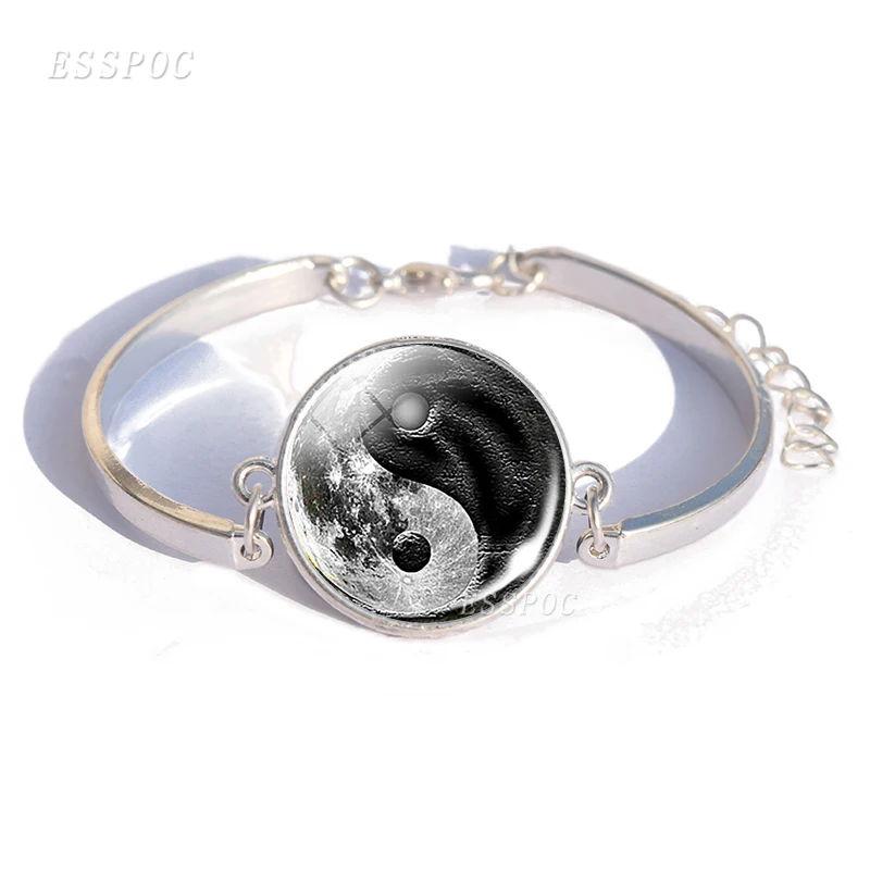 Yin Yang Cat очаровательный браслет Cothic стеклянный кабошон Tai Chi Taoism ювелирные изделия