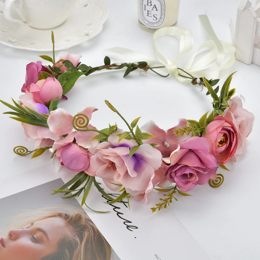 Женский свадебный венок с фиолетовым цветком головная повязка венком для