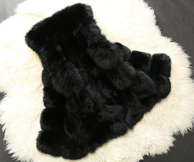 Женский Длинный жилет из искусственного лисьего меха с круглым вырезом|Куртки