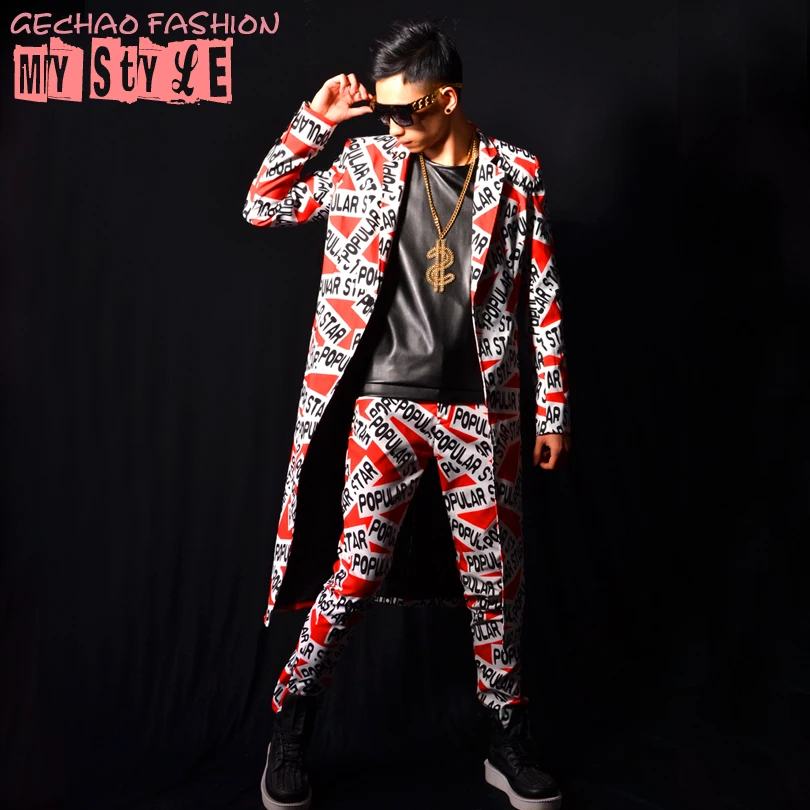 2021 новый мужской одежды модный диджей бар Red Label костюм с длинными рукавами